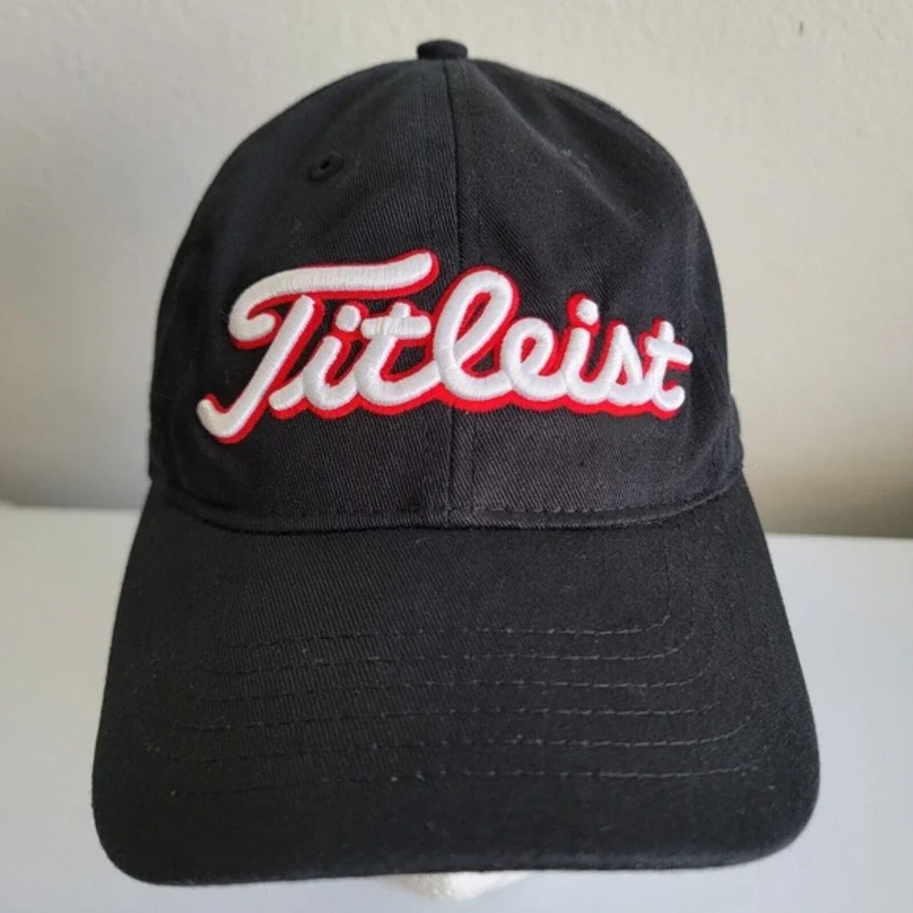 Titleist FootJoy FJ Golf Strapback Hat Cap‎ Logo Black Red Adjustable Men